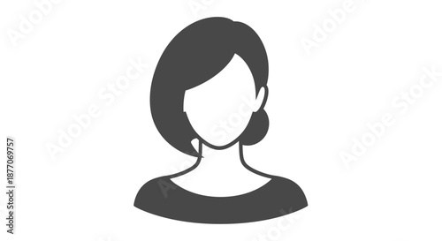 Silhouette of a woman with earrings and hair bun on white background.