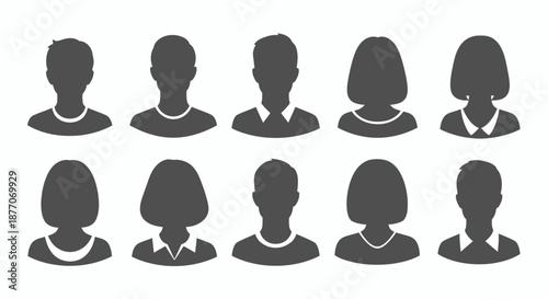 Set of ten generic human silhouette icons representing diverse individuals.