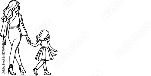 Artistic fashion illustration of a beauty lady in a dress with shopping bags featuring a sketch style vector drawing of a girl silhouette