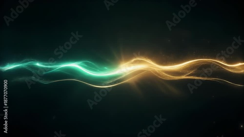 Abstract Golden and Teal Light Energy Waves