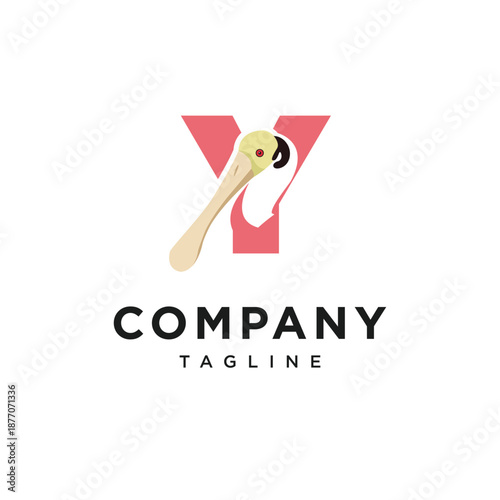 Letter Y Roseate Spoonbill Logo Icon Vector