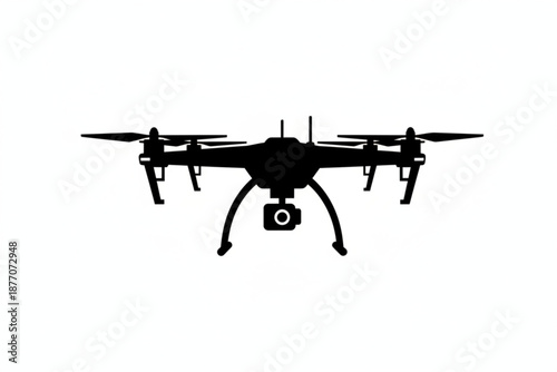 Drone Silhouette: A modern drone, captured in a sleek silhouette, embodies technological advancement, ready for aerial exploration.