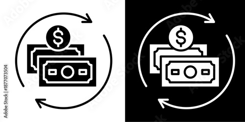 Cash Flow Icon Set White Glyph Style Collection