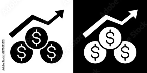 Profit Icon Set White Glyph Style Collection