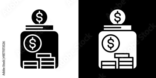 Savings Icon Set White Glyph Style Collection