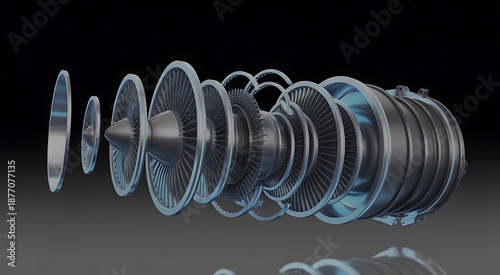 Detailed view of a jet engine turbine
