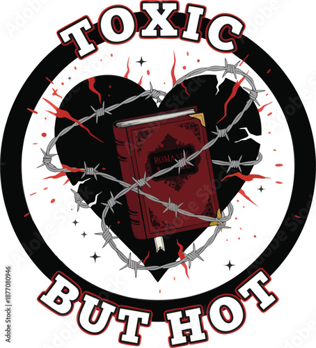 Toxic Book Heart Illustration – Dark Romance Reader Design