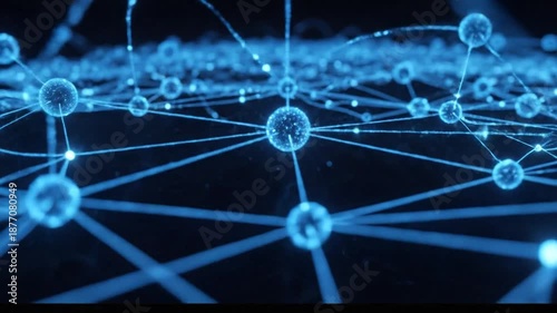 Blue glowing interconnected abstract molecular network
