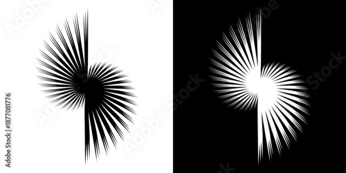 Dynamic abstract spiral sound wave rhythm lines. Circular spiral sound wave rhythm of lines. Circular futuristic abstract lines, black and white background.