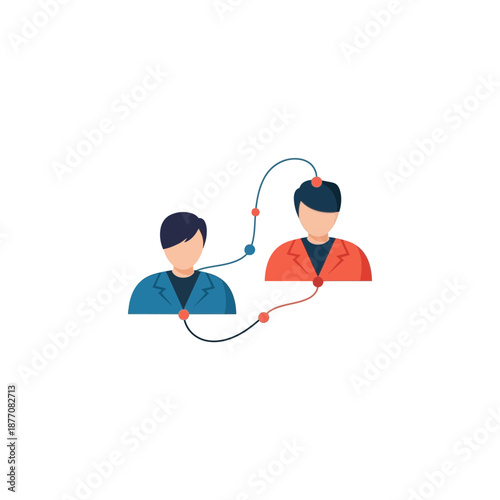 Connected people icons with network lines and dots