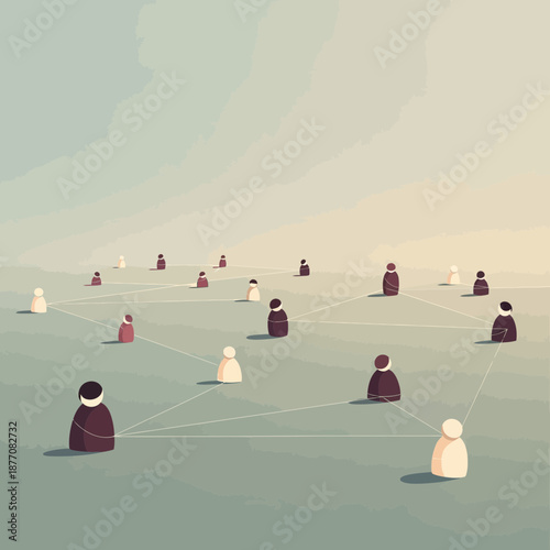 Connected people network abstract illustration