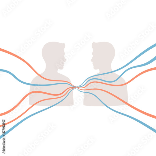 Two people communicating, connection, ideas sharing, exchange of information