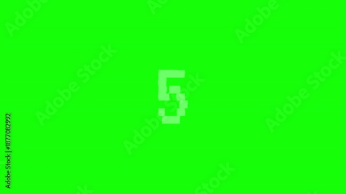 Pixelated 10 Second Countdown Green Screen Glitch Animation