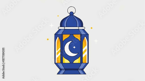 Islamic lantern with crescent moon symbol Ramadan decoration.