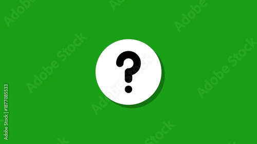 White circle transforms into question mark on green screen background motion graphic