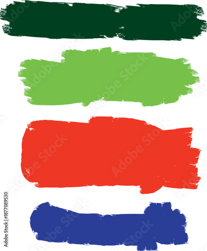 Paint brush stroke texture set with bold colorful swatches