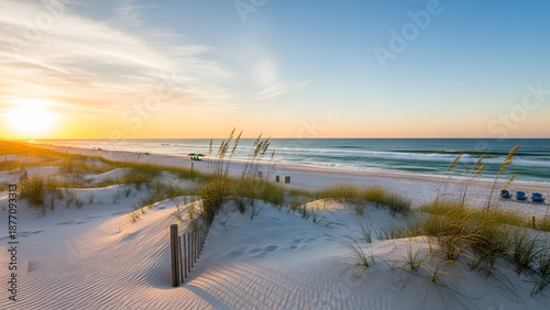 Scenic view of the white sand beaches in Gulf Shores Alabama