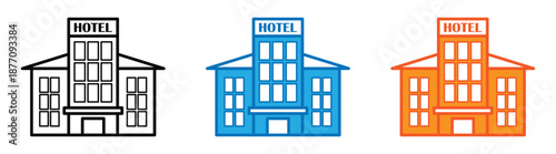 Hotel Building Accommodation Flat Vector Icon
