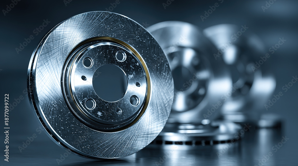 custom made wallpaper toronto digitalClose-up of metallic brake discs arranged in a row.