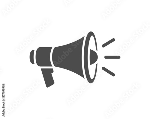 A minimalist vector graphic of a megaphone with sound waves, symbolizing public speaking and announcement.