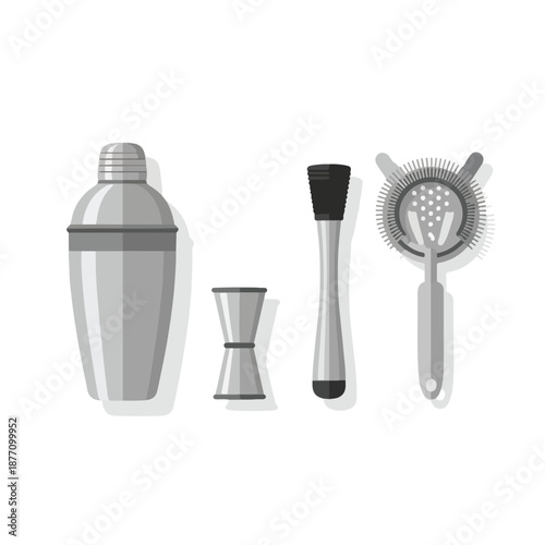 Cocktail shaker set bar tools muddler strainer.