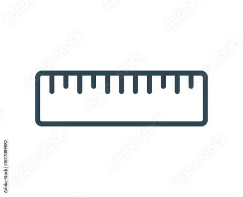 A minimalist vector graphic of a ruler icon with a simple design