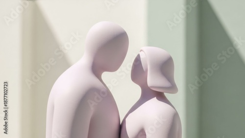 Minimalist Abstract Couple Figures Facing Each Other