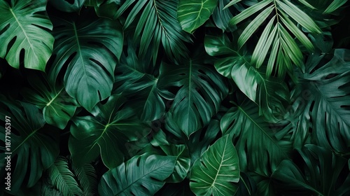 Lush Green Tropical Leaves Background: A Stunning Display of Nature's Majesty