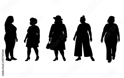 vector illustration. Silhouettes of overweight people. Big set of married couples.
