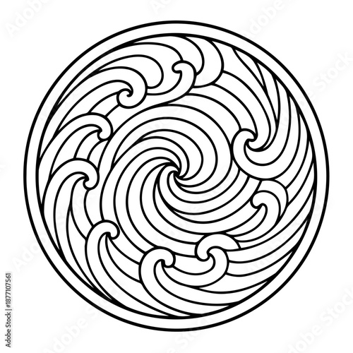 Circle Swirl Design: An elegant, circular design featuring a flowing swirl pattern, perfect for adding a touch of sophistication and artistic flair to any project.