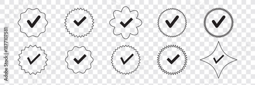 Success Tick Icons – Check Mark, Approval, Verification Badge, Confirmed, Completed, Correct Symbol, Minimal Line, Flat and Solid Vector Icon Set for UI