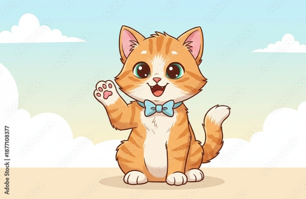 Obraz premium Cute kitten waving paw