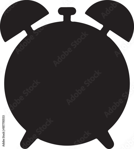 Alarm Clock Silhouette on White Background