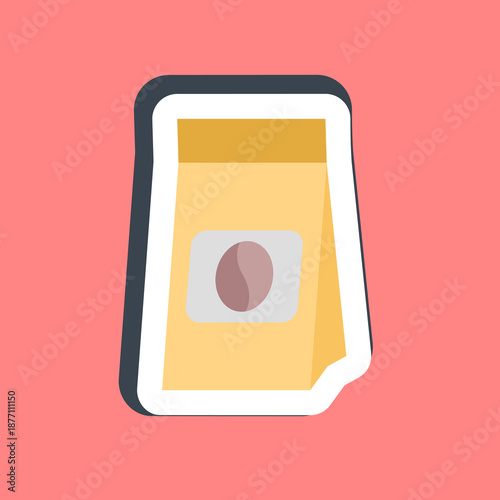 Sticker coffee pack. Coffee shop elements.