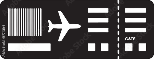 Boarding Pass Silhouette on White Background