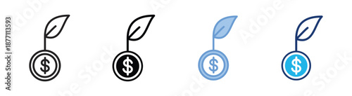 Financial icon set multiple style collection