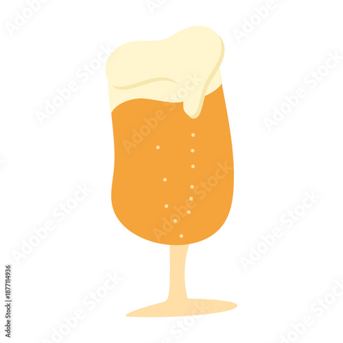 Glass of Cold Beer with Foam Illustration / 泡の立った冷たいグラスビールのイラスト