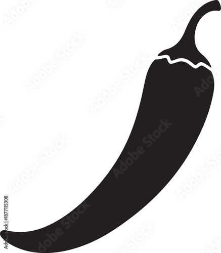 Chili Pepper Silhouette on White Background