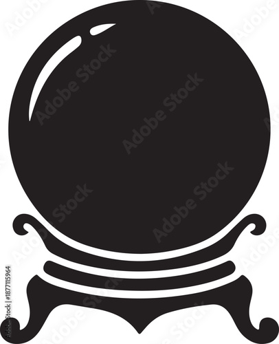 Crystal Ball Silhouette on White Background