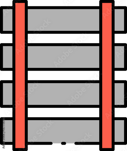 Elevator Icon in Red and Grey with Black Outlines