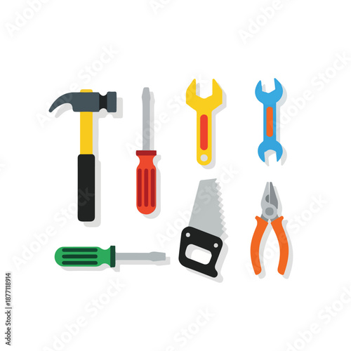 Colorful Hand Tools Set for DIY and Repair.