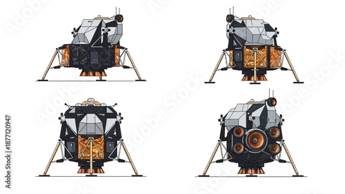 Spacecraft design concept Whisk de221aa4ba568dd832a4522c2bf43951dr.ai illustration from multiple viewpoints showcasing technology and innovation