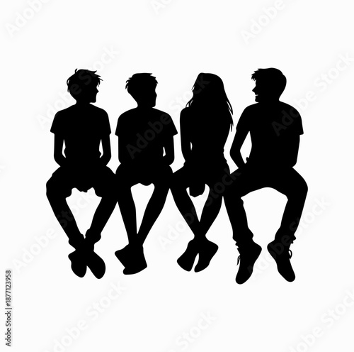 Friends Sitting Together in Relaxed Posture Suggesting Laughter