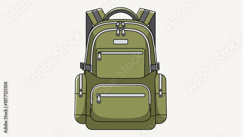 Green Backpack Front View - Pixel Art Style