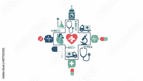 Medical Icons Cross Health Care Concept