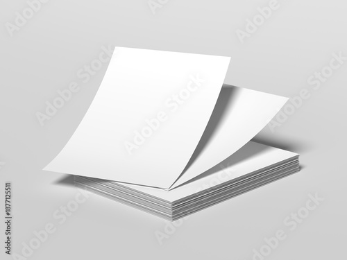 Minimal Blank Paper Stack Mockup with Floating Sheets and Soft Shadow