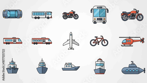 Pixel Art Transportation Icons: Cars, Buses, Trains, Planes, Boats, Bikes & More