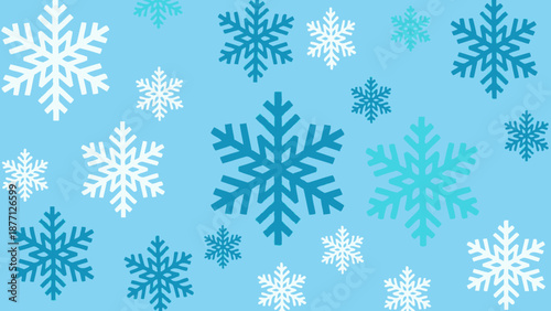 Winter Snowflakes Pattern: Blue and White Cold Season Background