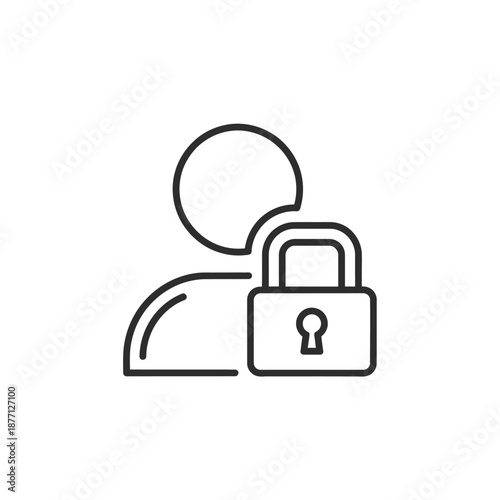 Secure User Login Icon with Lock and Person Symbol for Digital Authentication