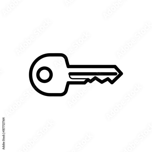 Simple Black and White Icon of a Key for Security and Access Symbols